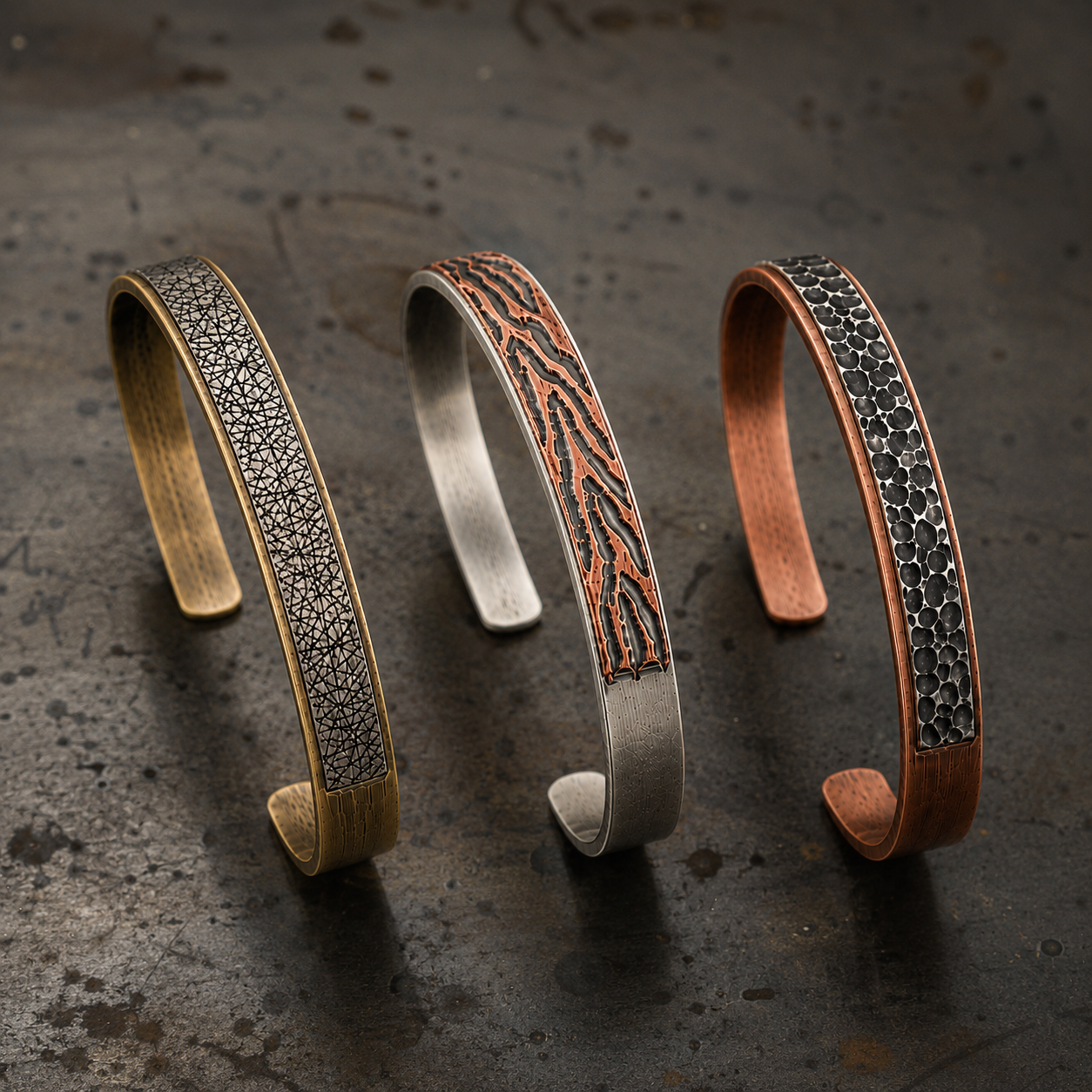 Contemporary Cuff Bracelet with Textured Inlay - August 9th