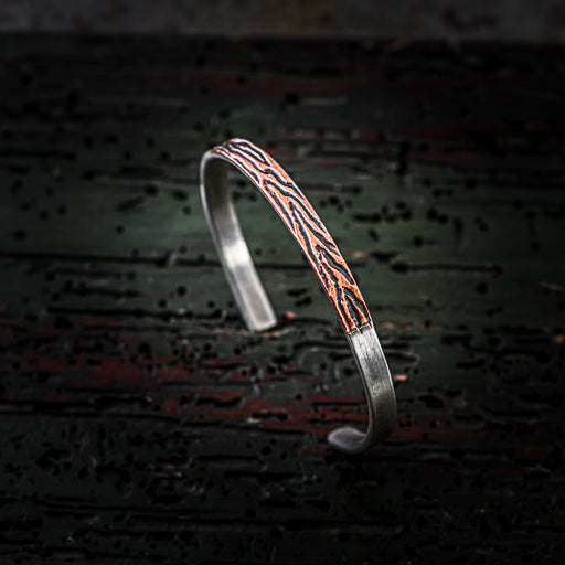 Contemporary Cuff Bracelet with Textured Copper Inlay - August 9th
