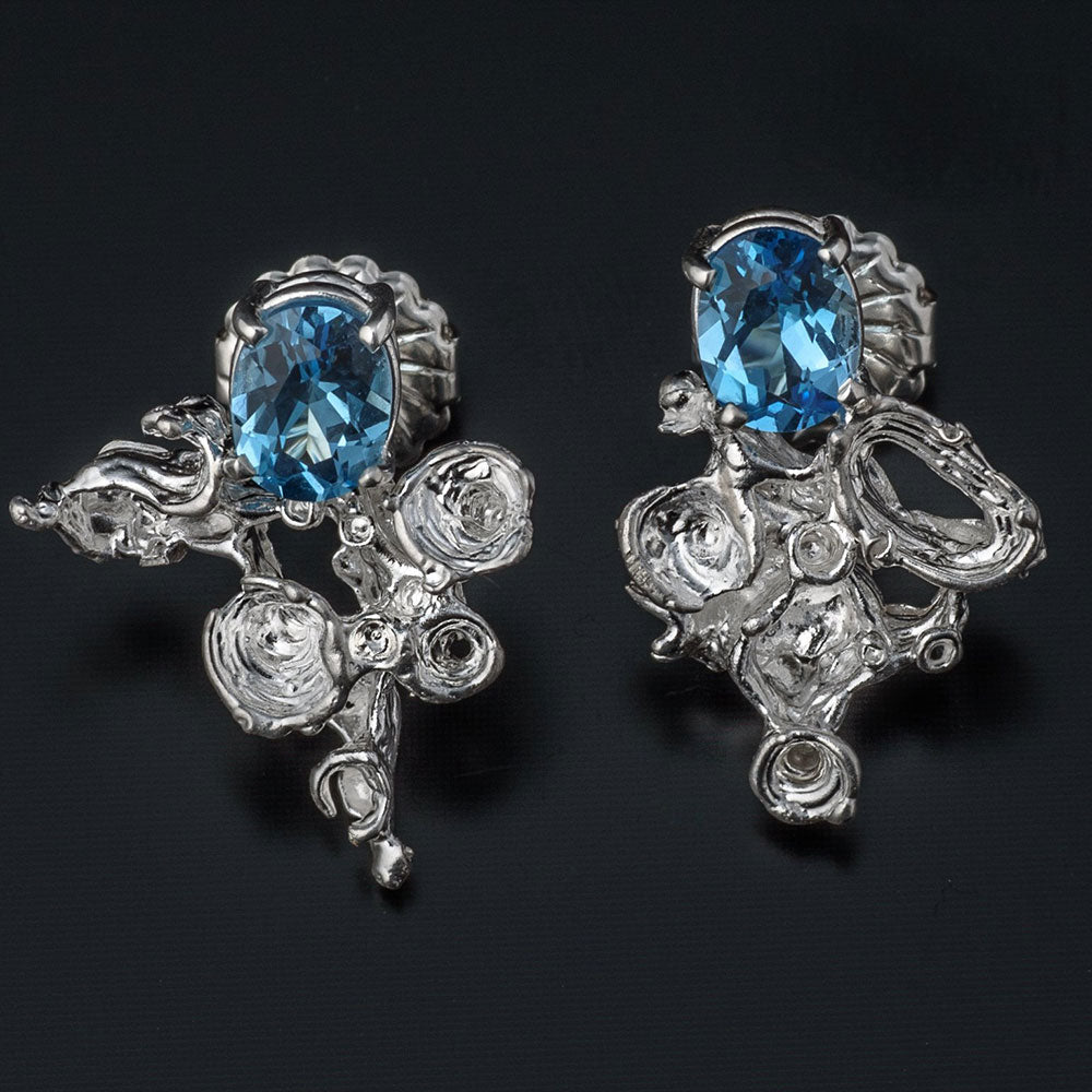 Juvelisto Design | Sterling Silver Blue Topaz Barnacle Earrings