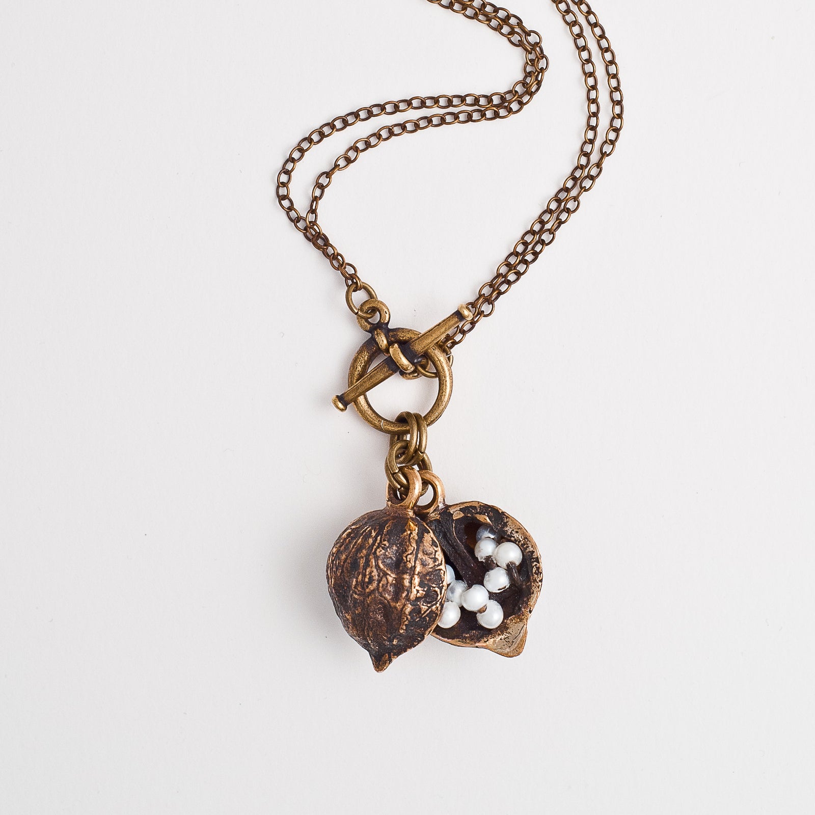 JDC Bronze Walnut Necklace - Pearl - Juvelisto - Necklace - Juvelisto Design - 1