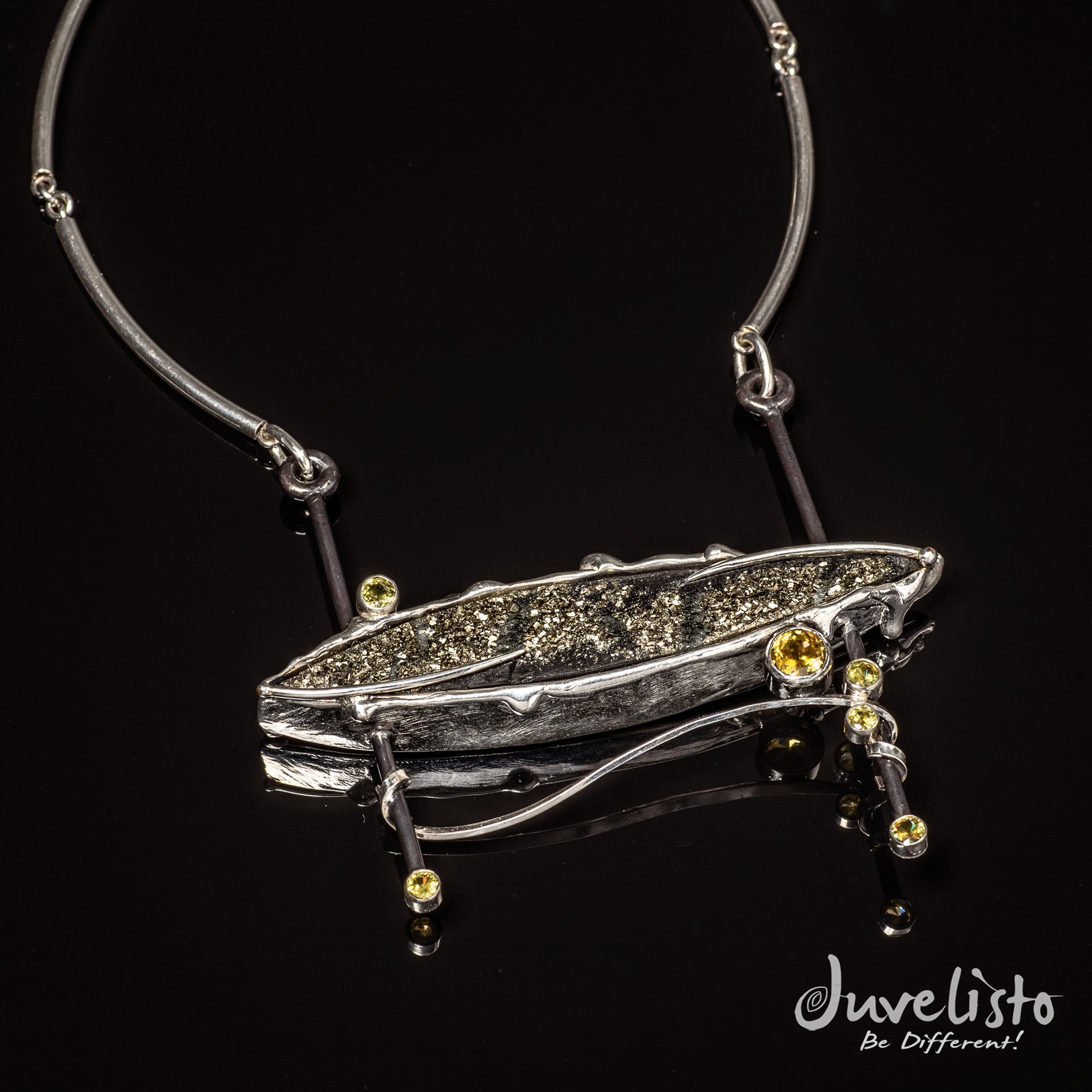 Juvelisto Design | Oversize Marquee Slate with Pyrite and Sphene Breastplate, Necklace