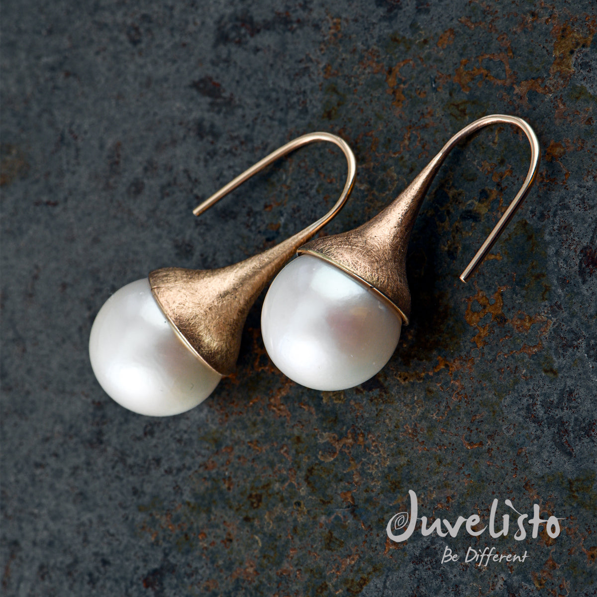 10k gold earrings with South Sea pearls