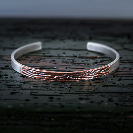 Contemporary Cuff Bracelet with Textured Copper Inlay - August 9th