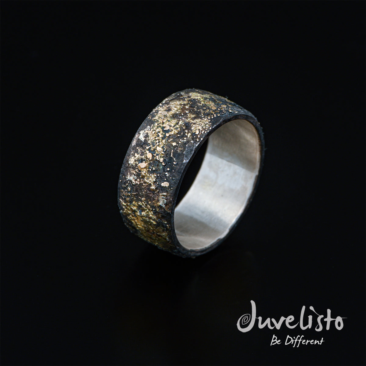 Juvelisto Design| Golden Galaxy Collection Sterling Silver and Fused Gold Ring 9.5mm