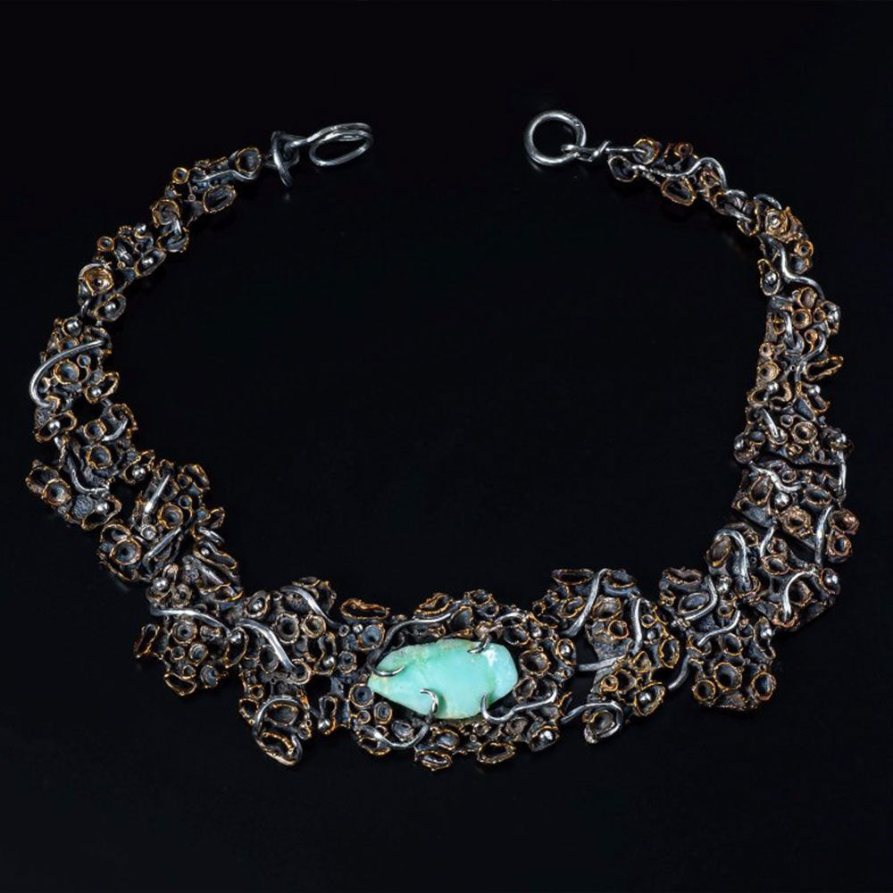 Juvelisto Design  Bronze, Silver, and Chrysophrase Barnacle Necklace