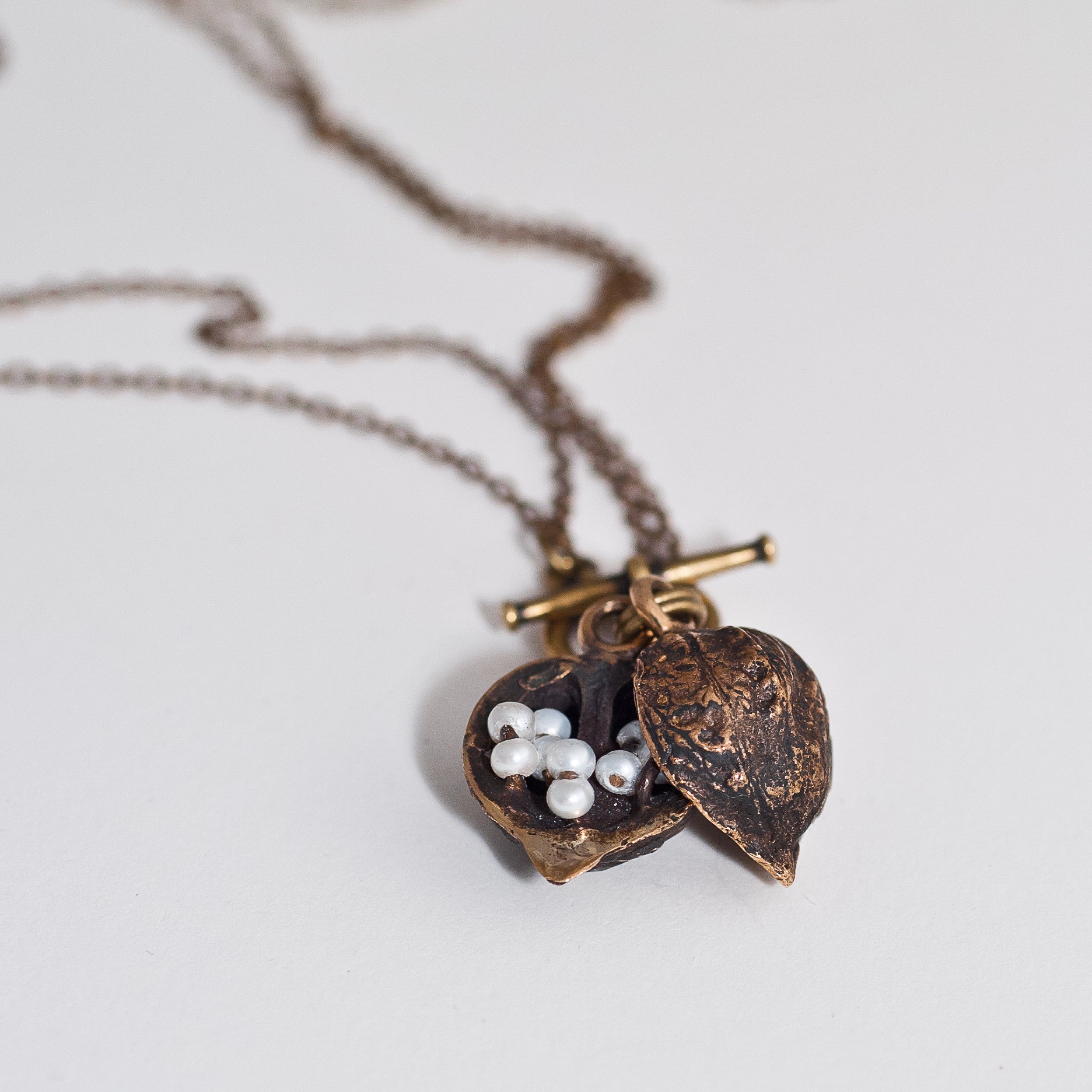 JDC Bronze Walnut Necklace - Pearl - Juvelisto - Necklace - Juvelisto Design - 1
