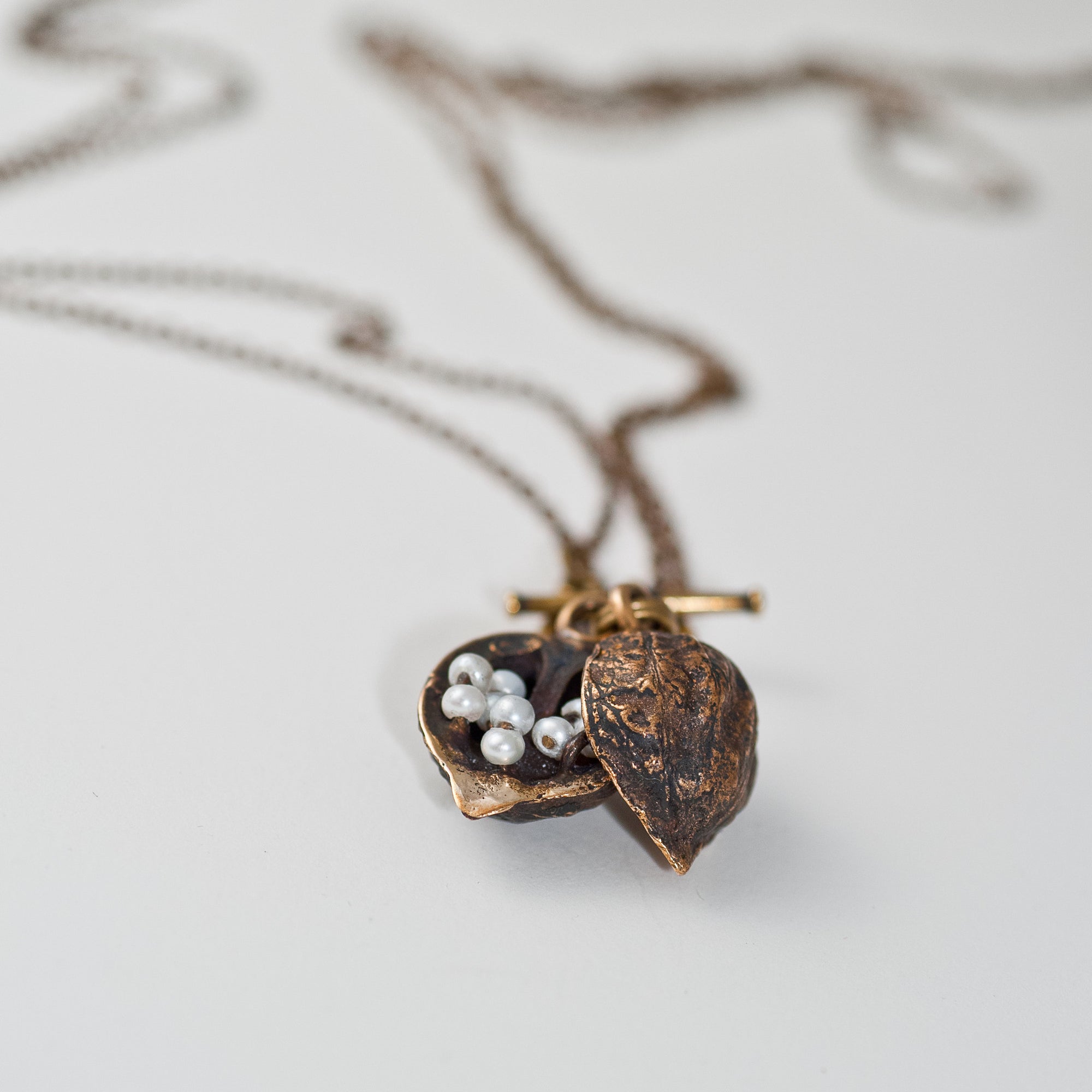JDC Bronze Walnut Necklace - Pearl - Juvelisto - Necklace - Juvelisto Design - 4