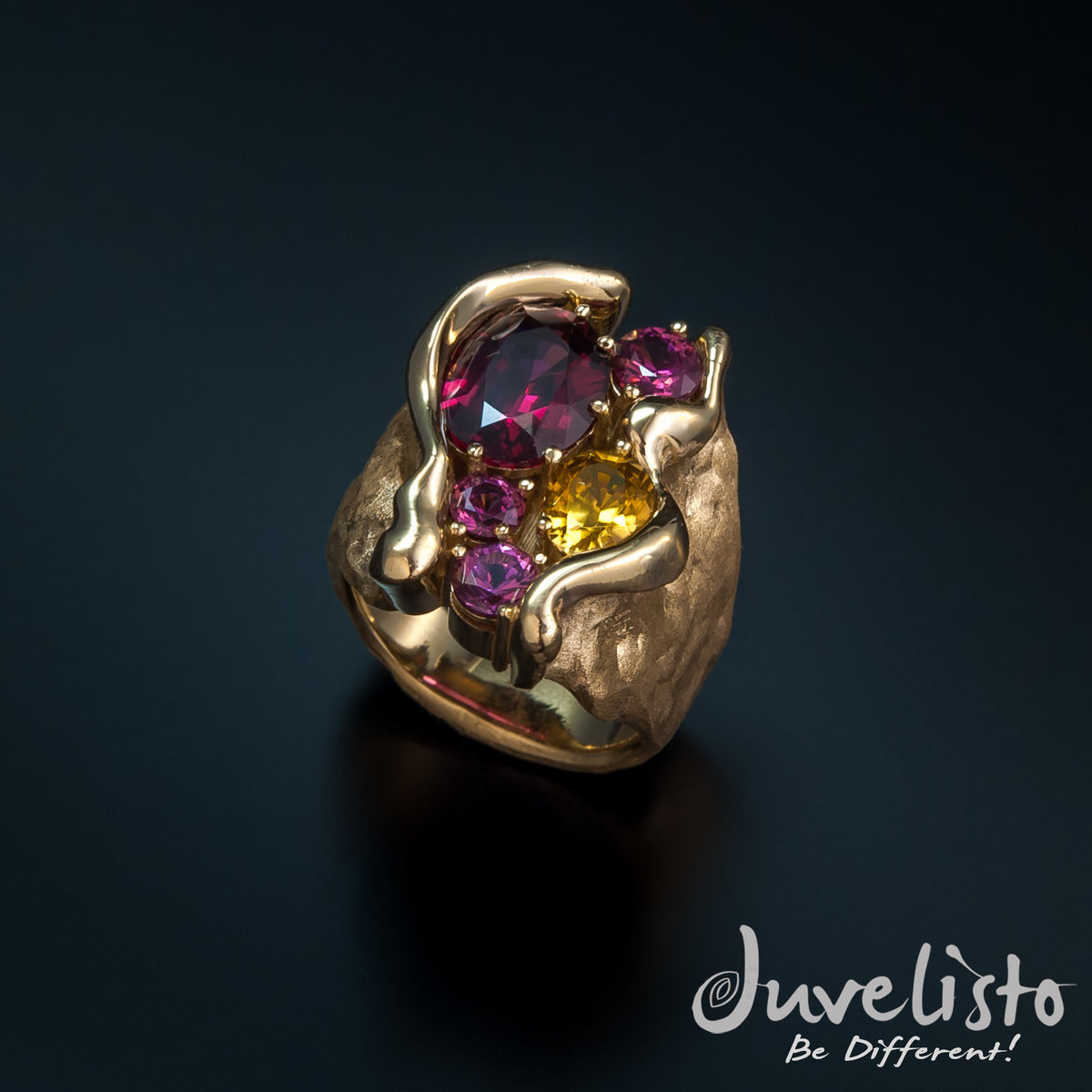 14kt Yellow Gold Spinel, Garnet &amp; Zircon - Juvelisto - Ring - Juvelisto Design