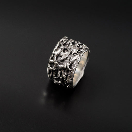 JD Organic Collection Sterling Silver Wide Bark Ring JDORG022S14 - Juvelisto - Ring - Juvelisto Design