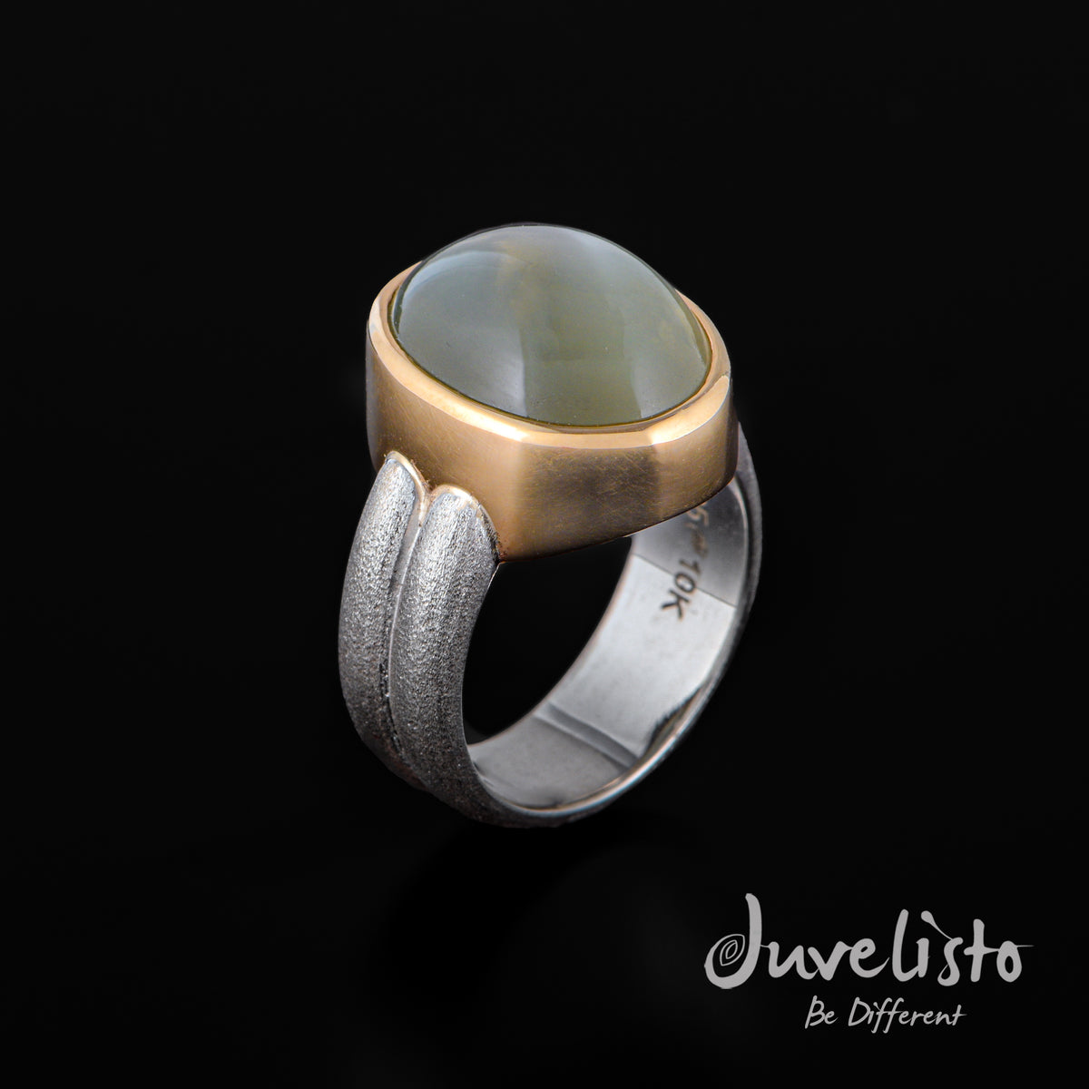 Juvelisto Design  Sterling Silver and 10k Gold Ring with Moonstone