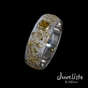 Juvelisto Design | Sterling Silver Ring with Fused 18k gold and Fancy Yellow Diamond
