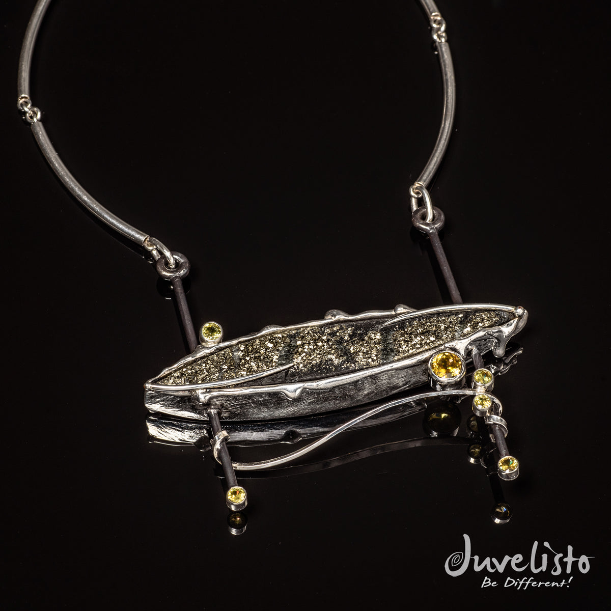Juvelisto Design | Oversize Marquee Slate with Pyrite and Sphene Breastplate, Necklace