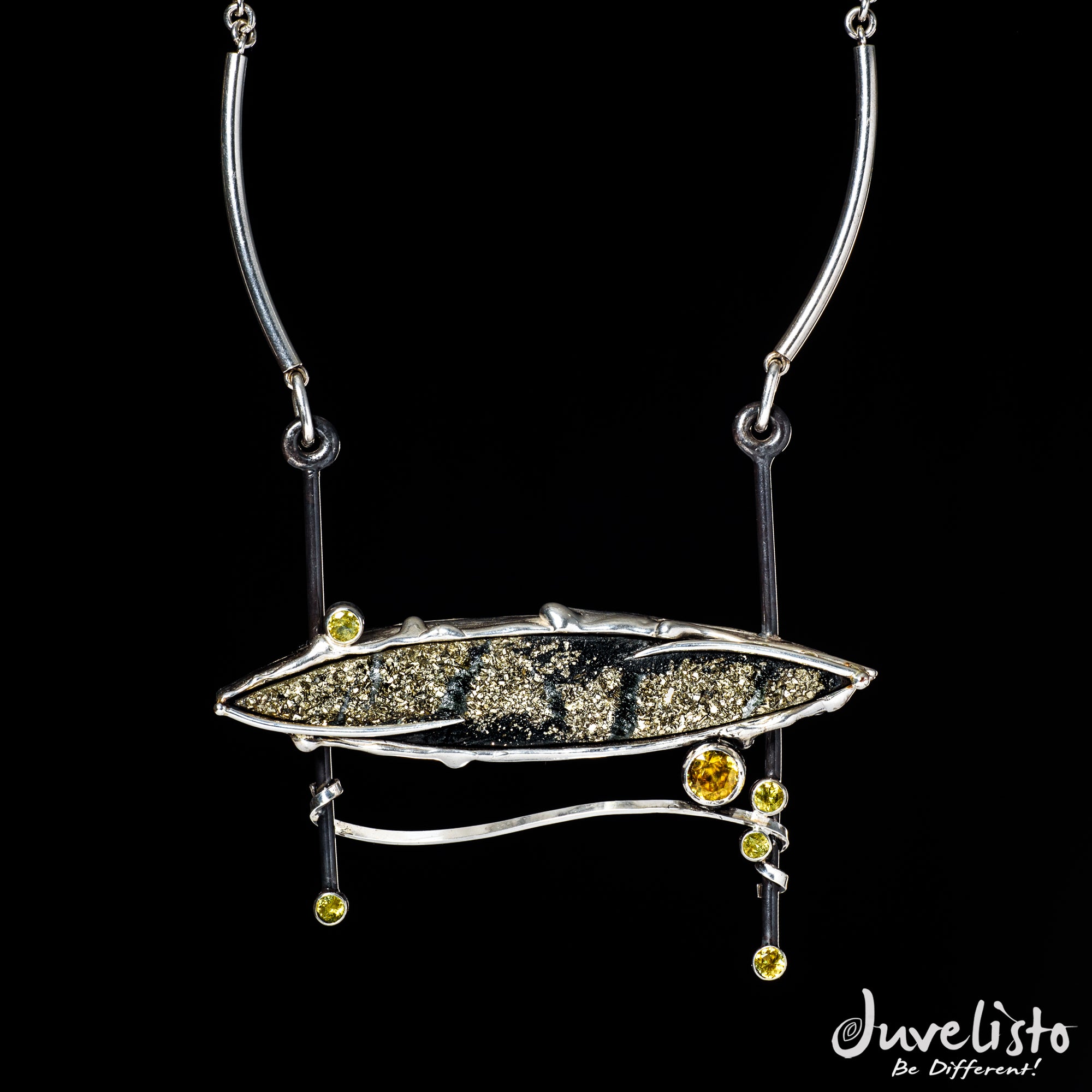 Juvelisto Design  Oversize Marquee Slate with Pyrite and Sphene Breastplate, Necklace