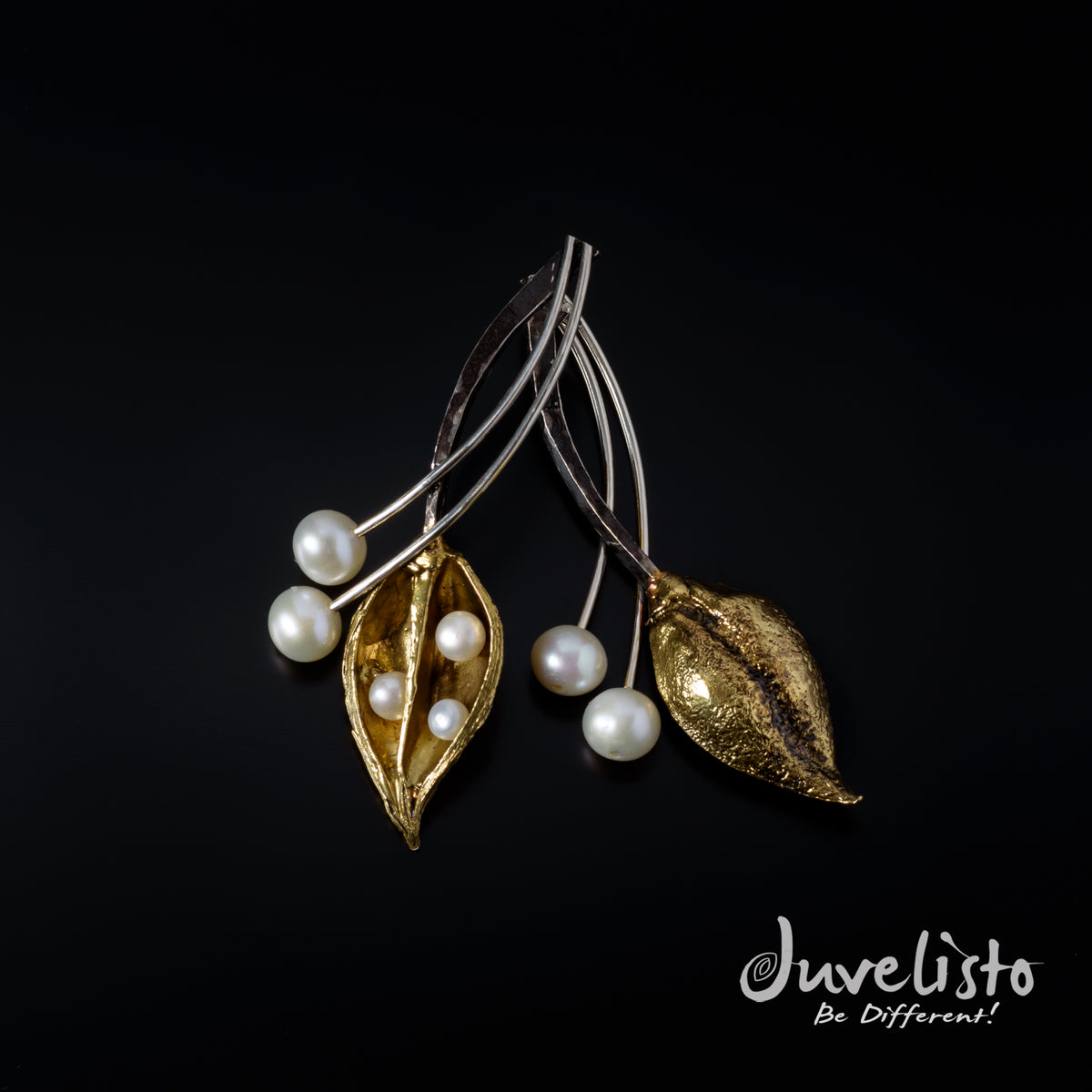 Juvelisto Design Bronze Empress Tree Pod Earrings with Fresh Water Pearls