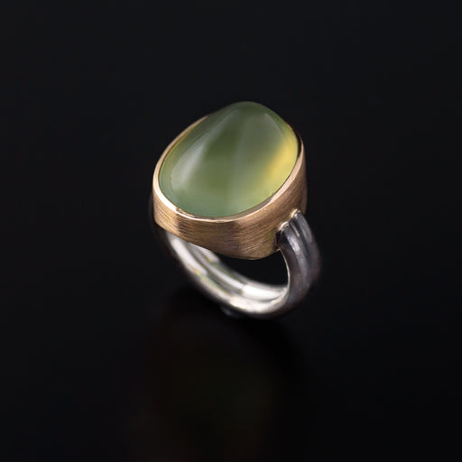 Juvelisto Design | Sterling Silver &amp; 14kt Yellow Gold Bezel Set Prehnite Ring