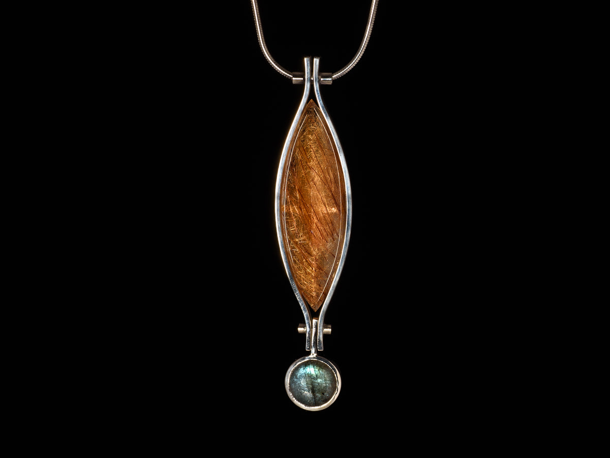 Juvelisto Design | Sterling Silver Rutilated Quartz & Labradorite Necklace