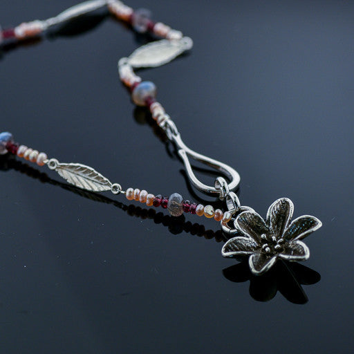 Necklace - JDC Sterling Silver Flower Leaf Necklace