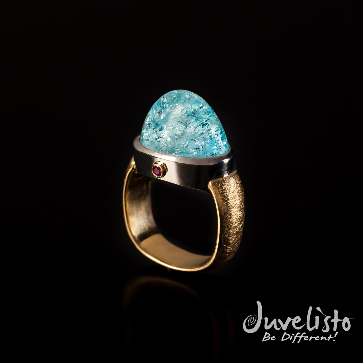 Ring - JDC 18kt Yellow, 14kt White Gold With Aquamarine &amp; Rubies Ring