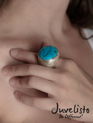 Ring - JDC Sterling Silver Turquoise Cabachon Ring